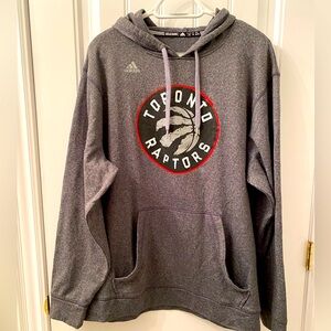 Adidas Men’s Size XL Toronto Raptors Hoodie Grey with Basketball Kangaroo Pouch